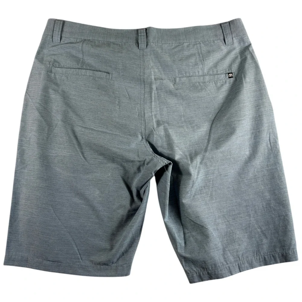 Travis Mathew Chino Shorts Men 36 Heathered Blue Cotton Performance Golf Outdoor